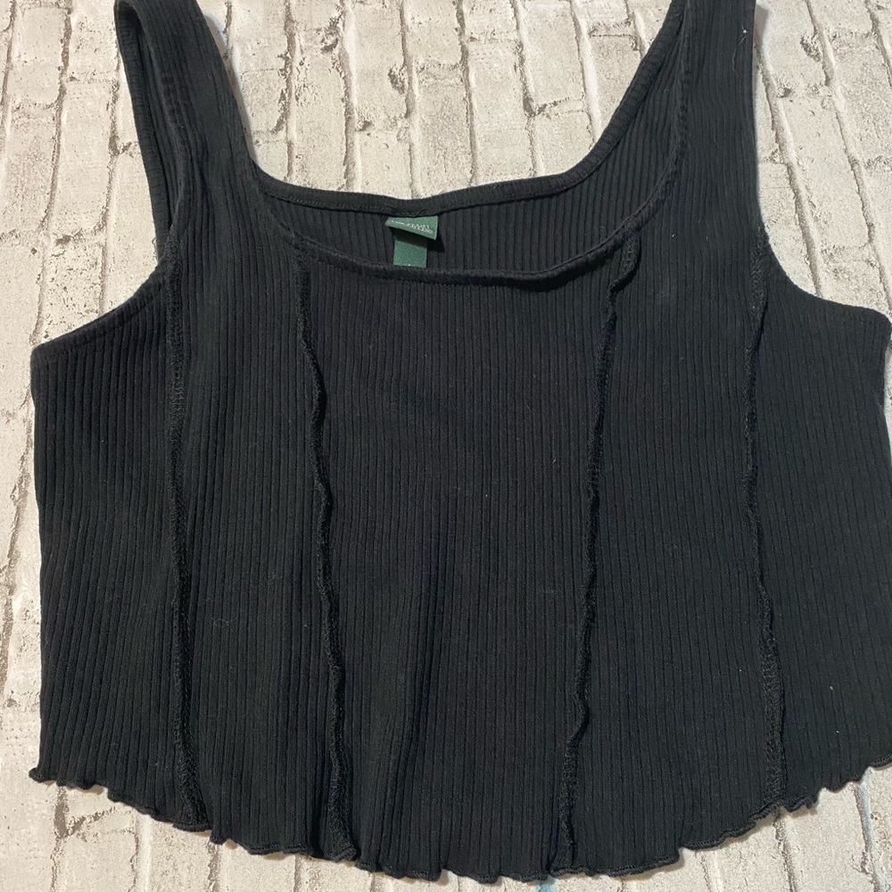 Black Ribbed Women's Top